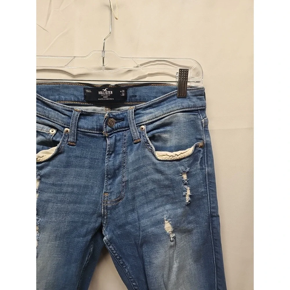 Hollister Mens Blue Skinny Fit Stretch Factory Denim Jeans Low Rise Size 29 X 30 - Picture 7 of 16